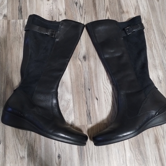 Ecco Abelone High Cut Leather/Suede Zip Black Boot Size 35 US 4 / 4.5